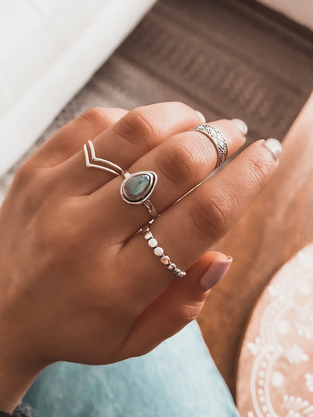 Anillo Drop Labradorita
